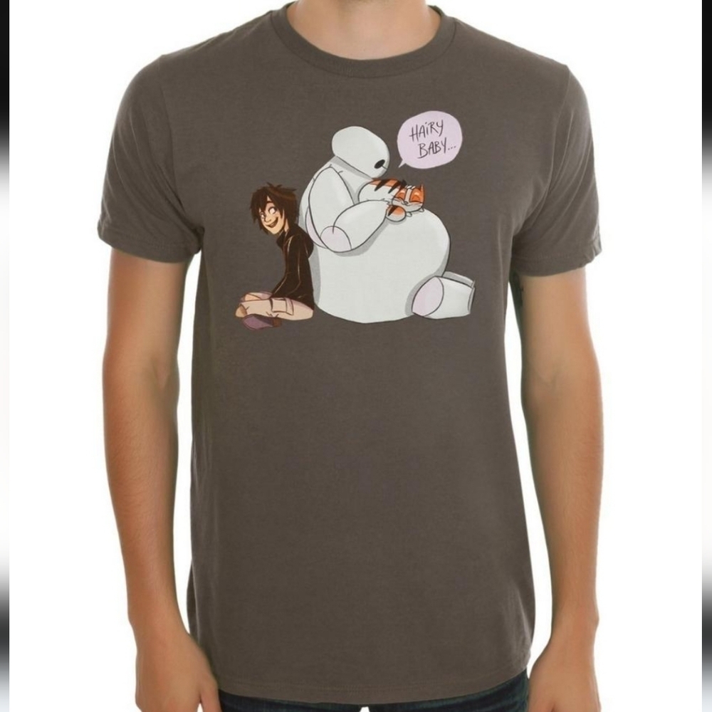 Disney Big Hero 6 Baymax "Hairy Baby" Graphic Black Matter T-shirt